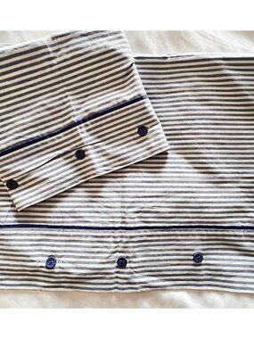 PAIR IKEA Stripe 3-Button Pillowcase STANDARD Ticking Stripe Blue White PRISTINE